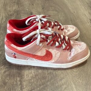 Nike X Strangelove Velvet Pink and Red Sneakers